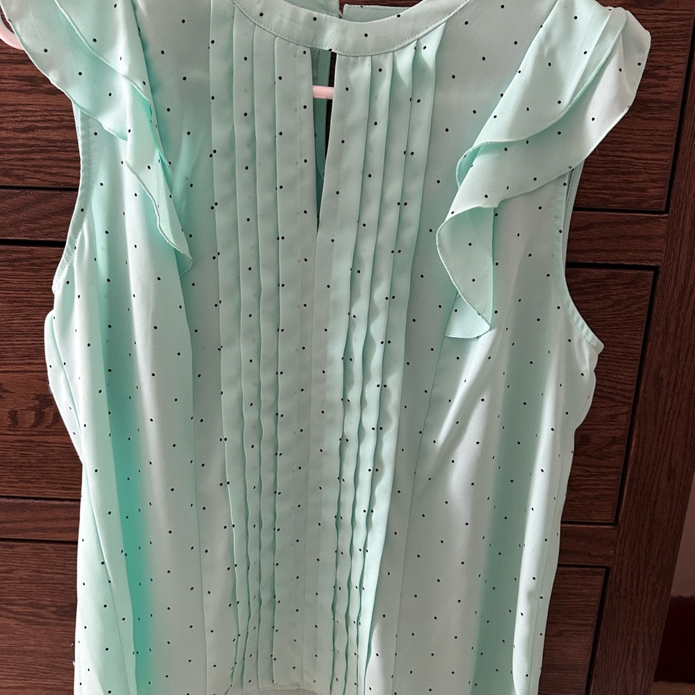 Elle Mint Green Sleeveless Ruffle Top